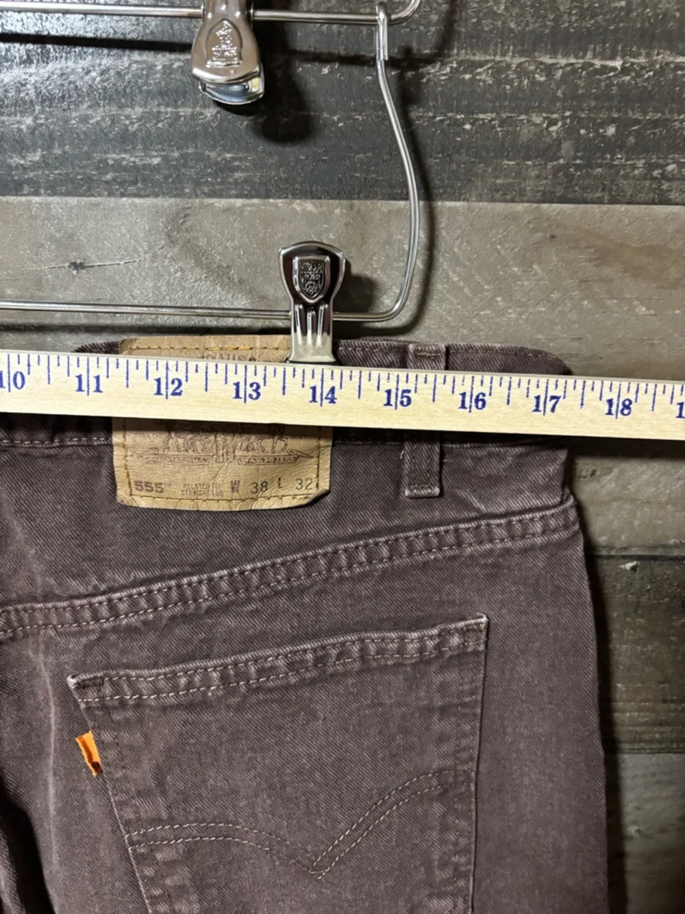 Vintage 90s Levi's Men's 555 Relaxed Fit Straight Leg Dark Brown Jeans 38x32